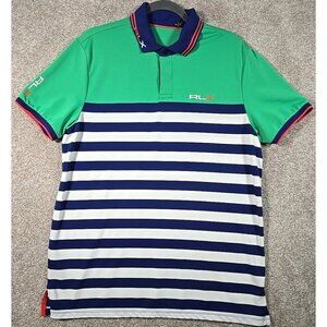 RLX Ralph Lauren Performance Golf Polo Shirt Short Sleeve Striped Men's Large